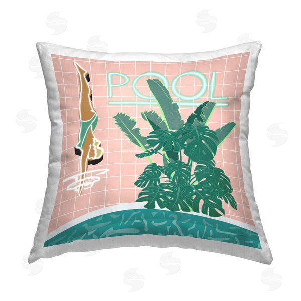 stupell industries Jen Bucheli | Retro Diving Pool Printed Throw Pillow