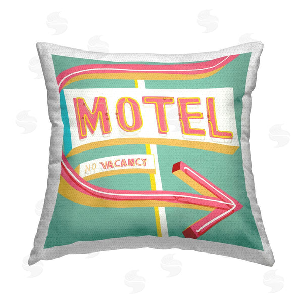 Stupell Industries Jen Bucheli | Retro Motel Vacancy Printed Throw Pillow