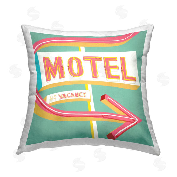 stupell industries Jen Bucheli | Retro Motel Vacancy Printed Throw Pillow