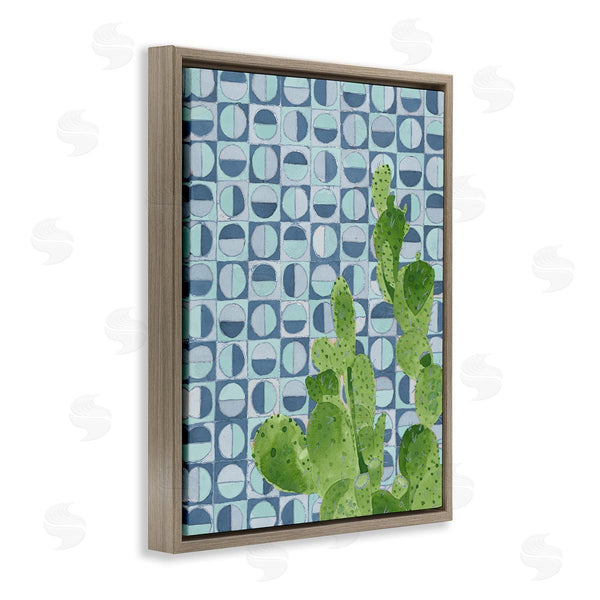 Stupell Industries Jen Bucheli | Round Cactus Plant Prickly Pair Blue Shape Pattern Wall Art