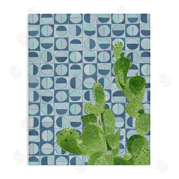 stupell industries Jen Bucheli | Round Cactus Plant Prickly Pair Blue Shape Pattern Wall Art