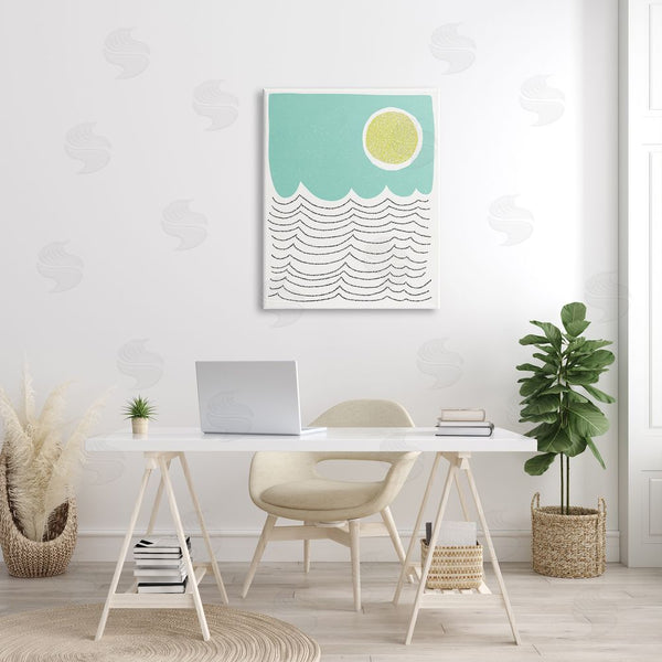 Stupell Industries Jen Bucheli | Sun Rising Over Ocean Waves Abstract Dotted Lines Wall Art