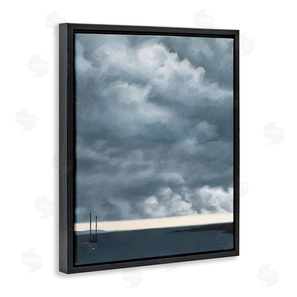 Stupell Industries Jen Eitel | Heavy Overcast Clouds Looming Ocean Water Boat Wall Art