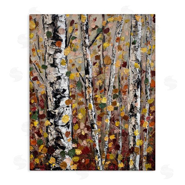 stupell industries Jen Seeley | Autumn Birch Trees Abstract Leaves