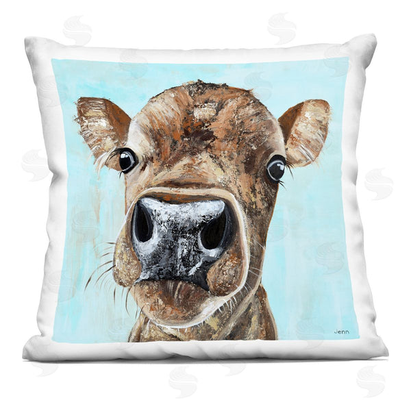 stupell industries Jen Seeley | Close Up Farm Cow Lucy Printed Throw Pillow
