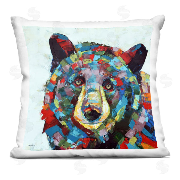 stupell industries Jen Seeley | Contemporary Shapes Bear Portrait Printed Throw Pillow