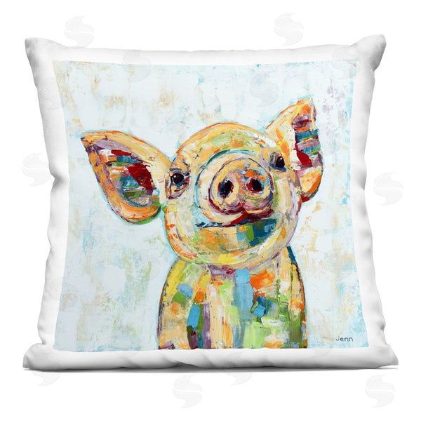stupell industries Jen Seeley | Country Pig Happy Smile Printed Throw Pillow