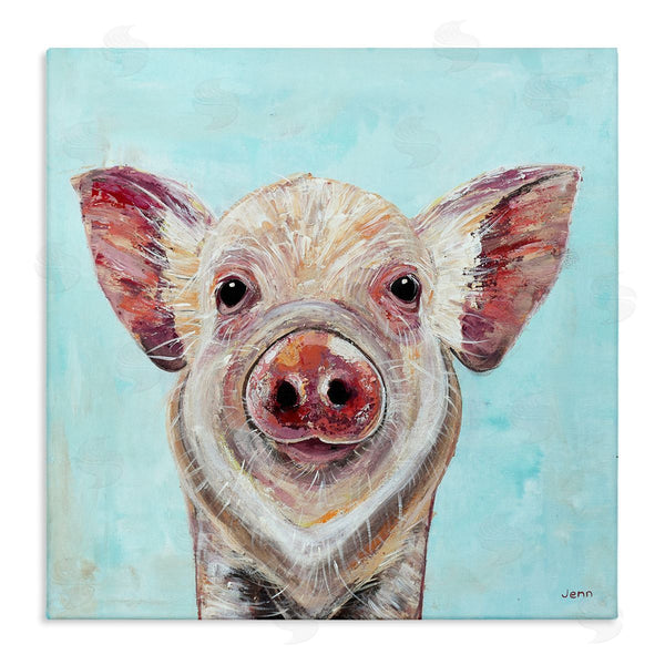 stupell industries Jen Seeley | Farmhouse Pig Blue Background Wall Art