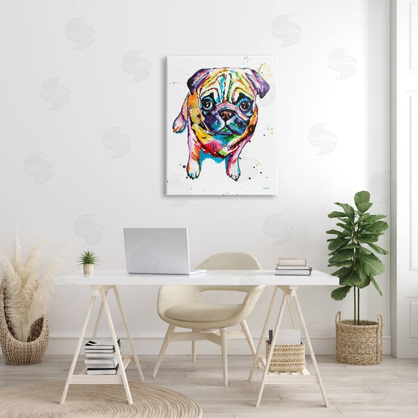 Stupell Industries Jen Seeley | Fun Hued Pug Puppy Animal Wall Art