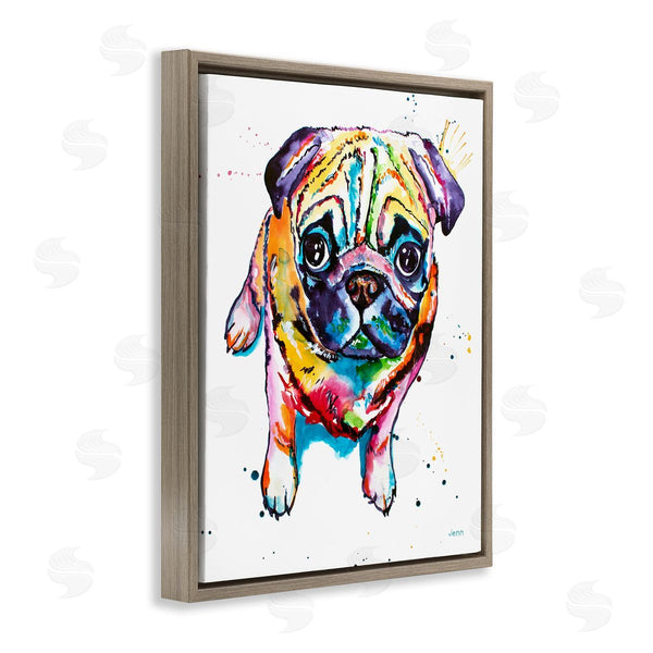 Stupell Industries Jen Seeley | Fun Hued Pug Puppy Animal Wall Art