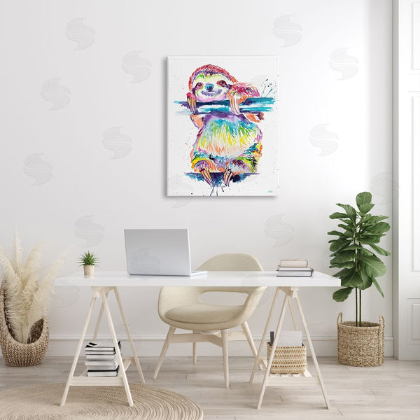 Stupell Industries Jen Seeley | Fun Rainbow Sloth Wildlife Wall Art