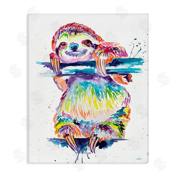 stupell industries Jen Seeley | Fun Rainbow Sloth Wildlife Wall Art
