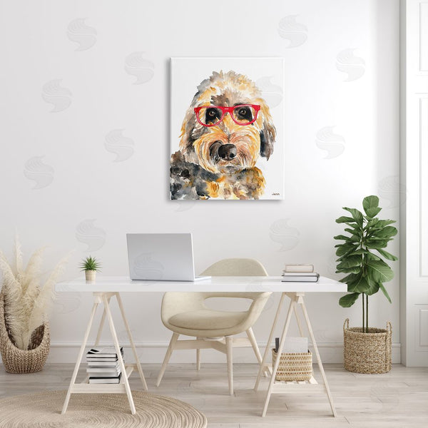 Stupell Industries Jen Seeley | Fun Terrier Dog Red Glasses Wall Art