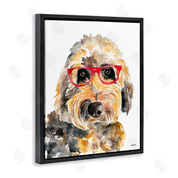 Stupell Industries Jen Seeley | Fun Terrier Dog Red Glasses Wall Art