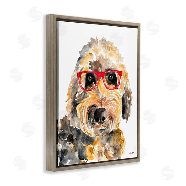 Stupell Industries Jen Seeley | Fun Terrier Dog Red Glasses Wall Art