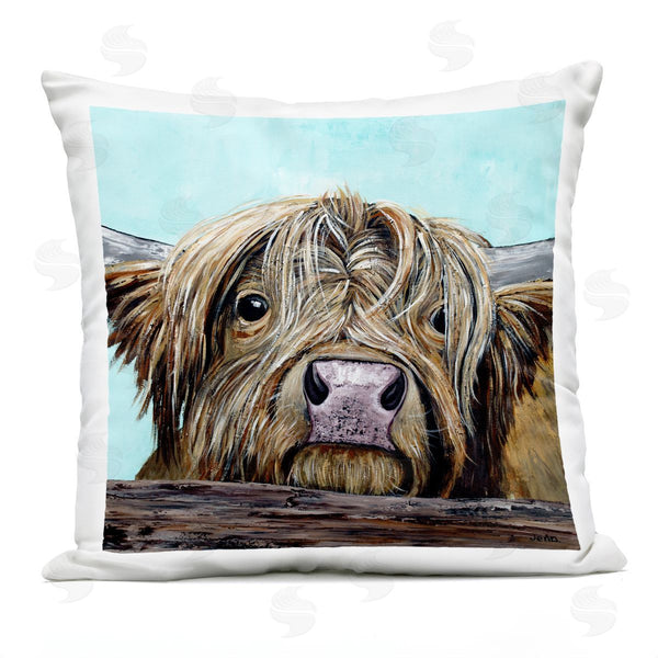 Stupell Industries Jen Seeley | Highland Cow Gazing Farm Animal Printed Throw Pillow