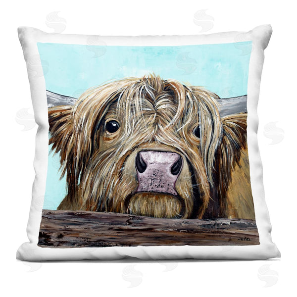 stupell industries Jen Seeley | Highland Cow Gazing Farm Animal Printed Throw Pillow