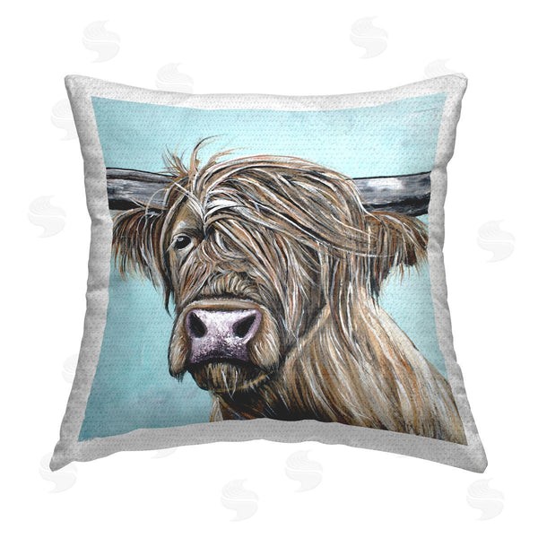 Stupell Industries Jen Seeley | Highland Cow Windblown Hair Printed Throw Pillow