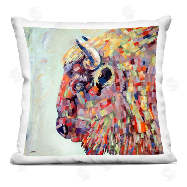 stupell industries Jen Seeley | Modern Vivid Bison Shapes Printed Throw Pillow