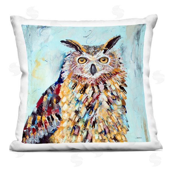 stupell industries Jen Seeley | Owl Wildlife Vivid Shapes Printed Throw Pillow