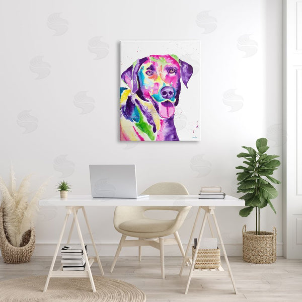 Stupell Industries Jen Seeley | Purple Lab Dog Happy Retriever Wall Art