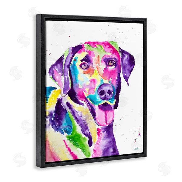 Stupell Industries Jen Seeley | Purple Lab Dog Happy Retriever Wall Art