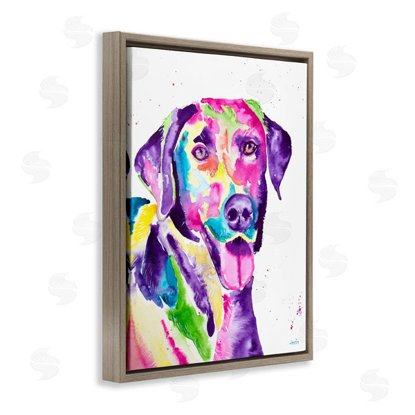 Stupell Industries Jen Seeley | Purple Lab Dog Happy Retriever Wall Art