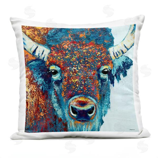 Stupell Industries Jen Seeley | Rural Bison Vivid Portrait Printed Throw Pillow