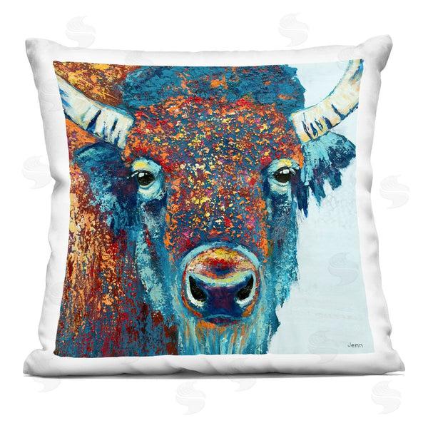 stupell industries Jen Seeley | Rural Bison Vivid Portrait Printed Throw Pillow