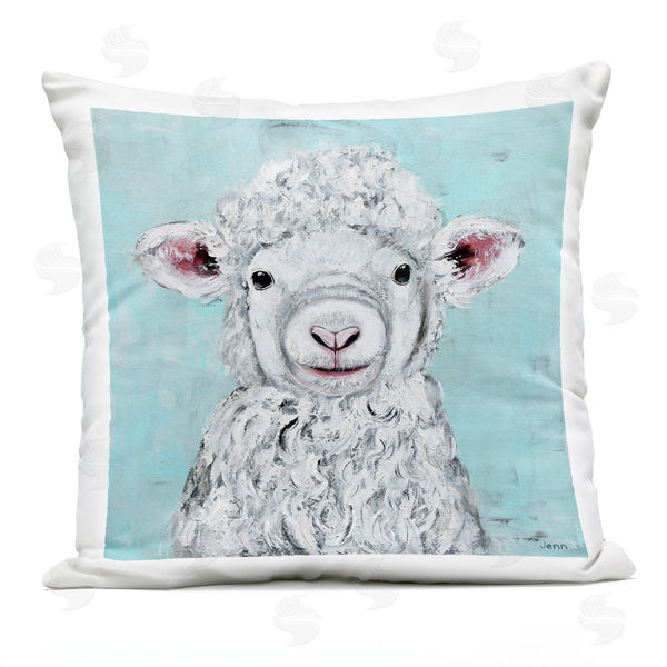 Stupell Industries Jen Seeley | Smiling Baby Sheep Animal Printed Throw Pillow