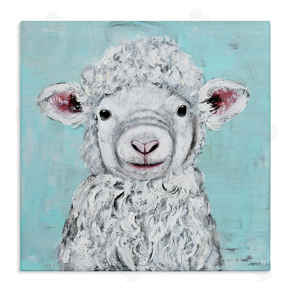 stupell industries Jen Seeley | Smiling Lamb Farm Animal Face Wall Art