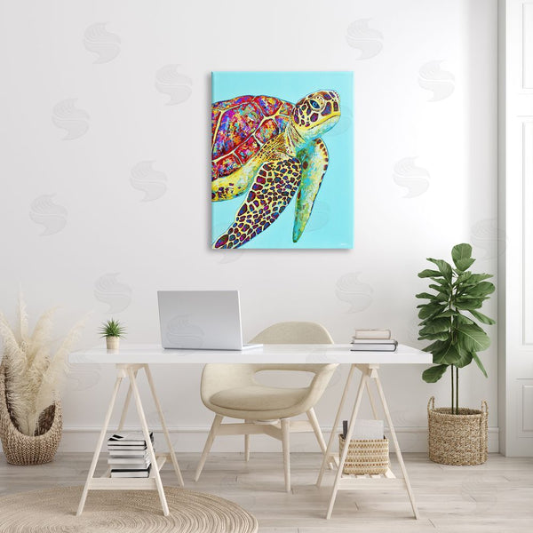 Stupell Industries Jen Seeley | Swimming Sea Turtle Turquoise Accent Wall Art