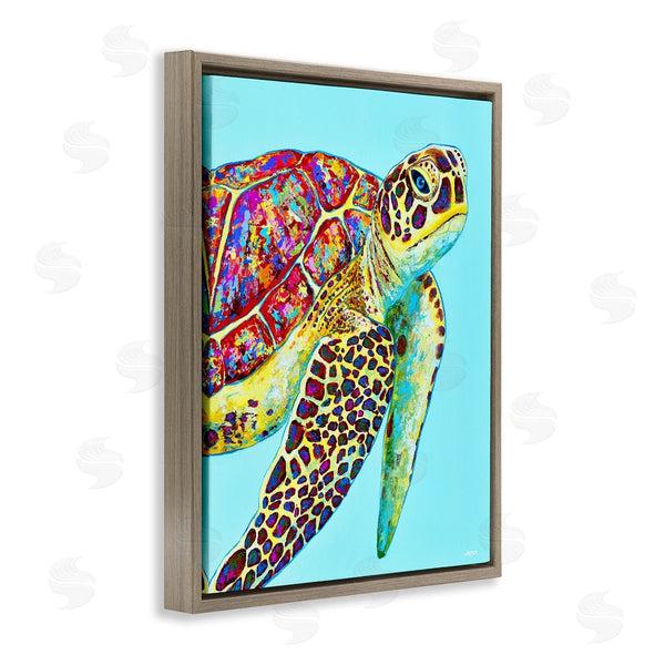 Stupell Industries Jen Seeley | Swimming Sea Turtle Turquoise Accent Wall Art