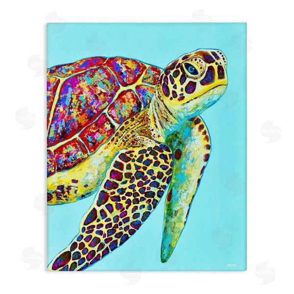 stupell industries Jen Seeley | Swimming Sea Turtle Turquoise Accent Wall Art