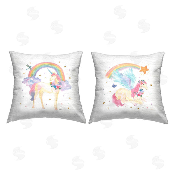 Stupell Industries Jenaya Jackson | Magical Friends & Rainbows Printed Throw Pillow Set