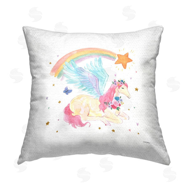 Stupell Industries Jenaya Jackson | Pegasus Shooting Star Rainbow Printed Throw Pillow
