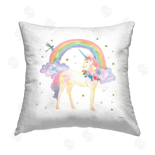 Stupell Industries Jenaya Jackson | Rainbow Unicorn Stars Pattern Printed Throw Pillow