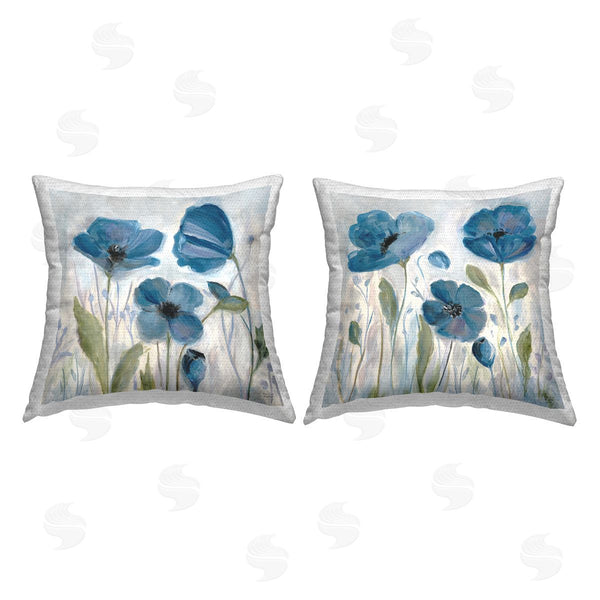 Stupell Industries Jennifer Brinley | Blue Garden Poppies Printed Throw Pillow Set