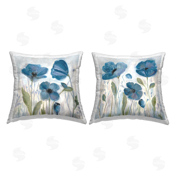 stupell industries Jennifer Brinley | Blue Garden Poppies Printed Throw Pillow Set
