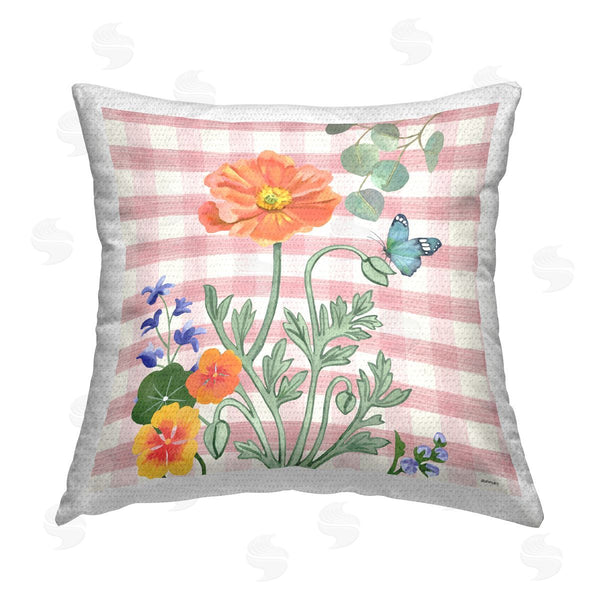 Stupell Industries Jennifer Brinley | Cottage Flowers On Gingham Printed Throw Pillow