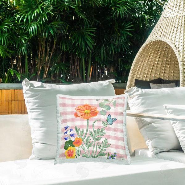 Stupell Industries Jennifer Brinley | Cottage Flowers On Gingham Printed Throw Pillow