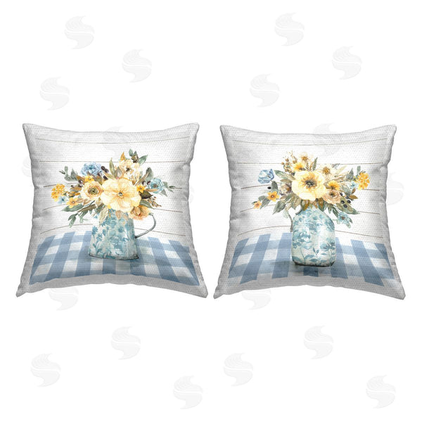 Stupell Industries Jennifer Brinley | Country Florals On Gingham Printed Throw Pillow Set