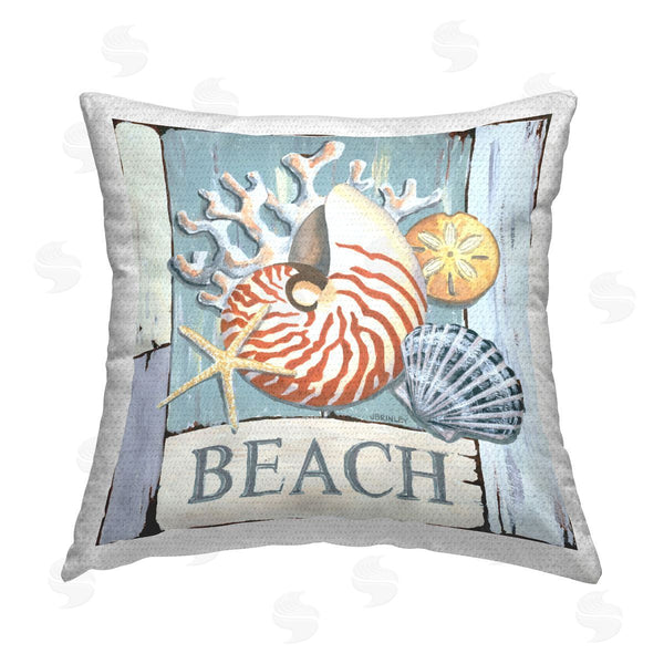 Stupell Industries Jennifer Brinley | Distressed Beach Shells Printed Throw Pillow