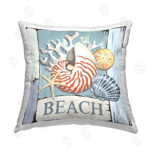 stupell industries Jennifer Brinley | Distressed Beach Shells Printed Throw Pillow