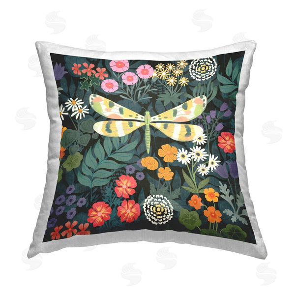 stupell industries Jennifer Brinley | Dragonfly Among Flowers Printed Throw Pillow