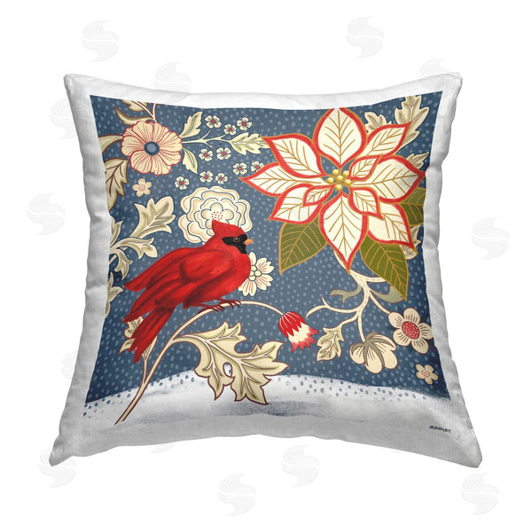 stupell industries Jennifer Brinley | Floral Pattern & Cardinal Printed Throw Pillow