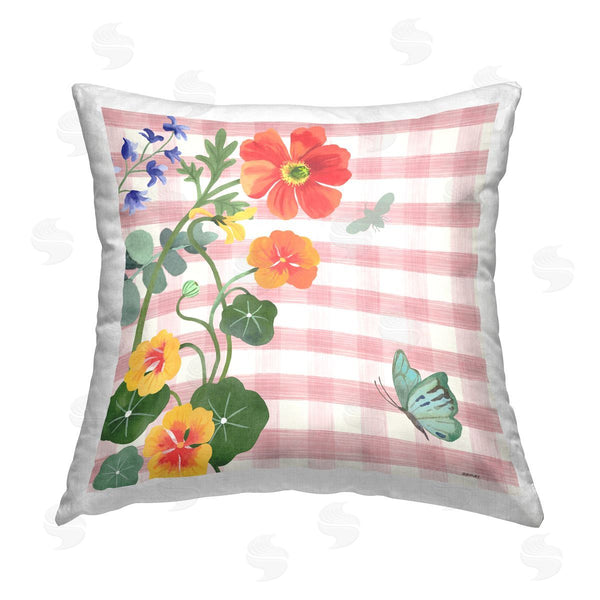 stupell industries Jennifer Brinley | Florals & Pink Gingham Printed Throw Pillow
