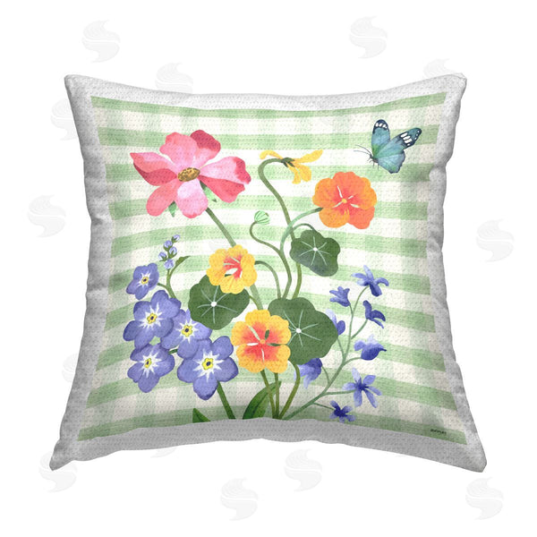 Stupell Industries Jennifer Brinley | Flowers On Green Gingham Printed Throw Pillow