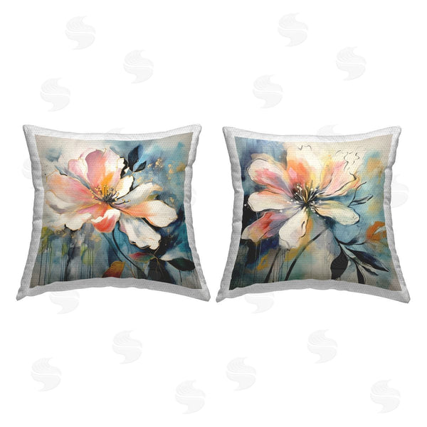 Stupell Industries Jennifer Brinley | Flowers With Modern Drip Printed Throw Pillow Set