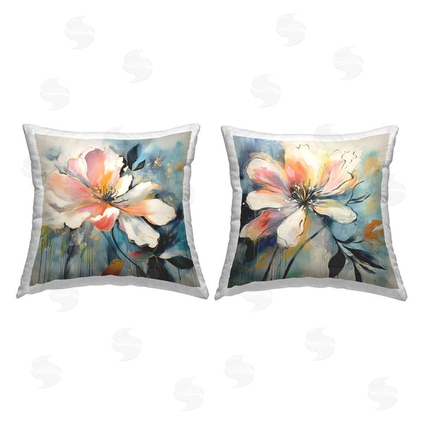 stupell industries Jennifer Brinley | Flowers with Modern Drip Printed Throw Pillow Set